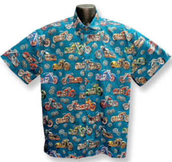 Custom Motorcycles Hawaiian shirt- Made in USA- Cotton